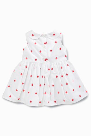 White Dress With Red Boat Print (0mths-2yrs)